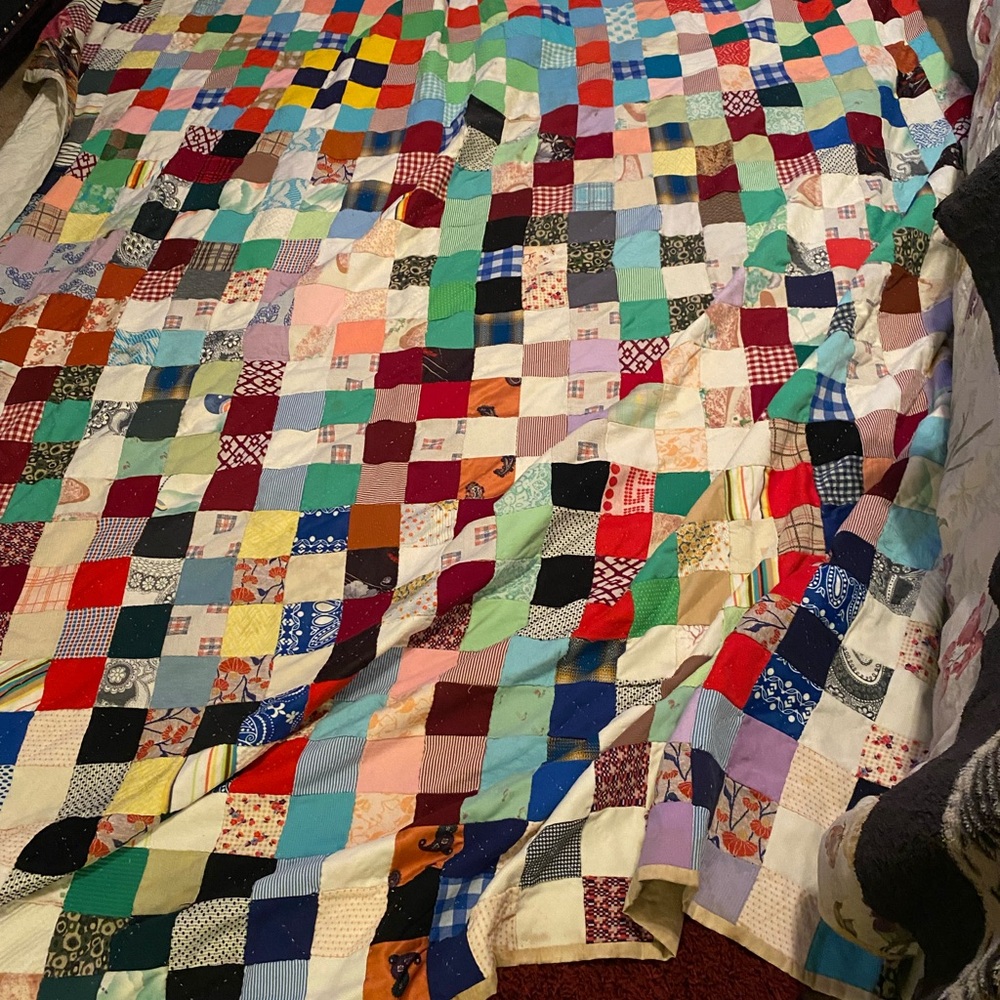 ‘Handmade Square patch quilt,